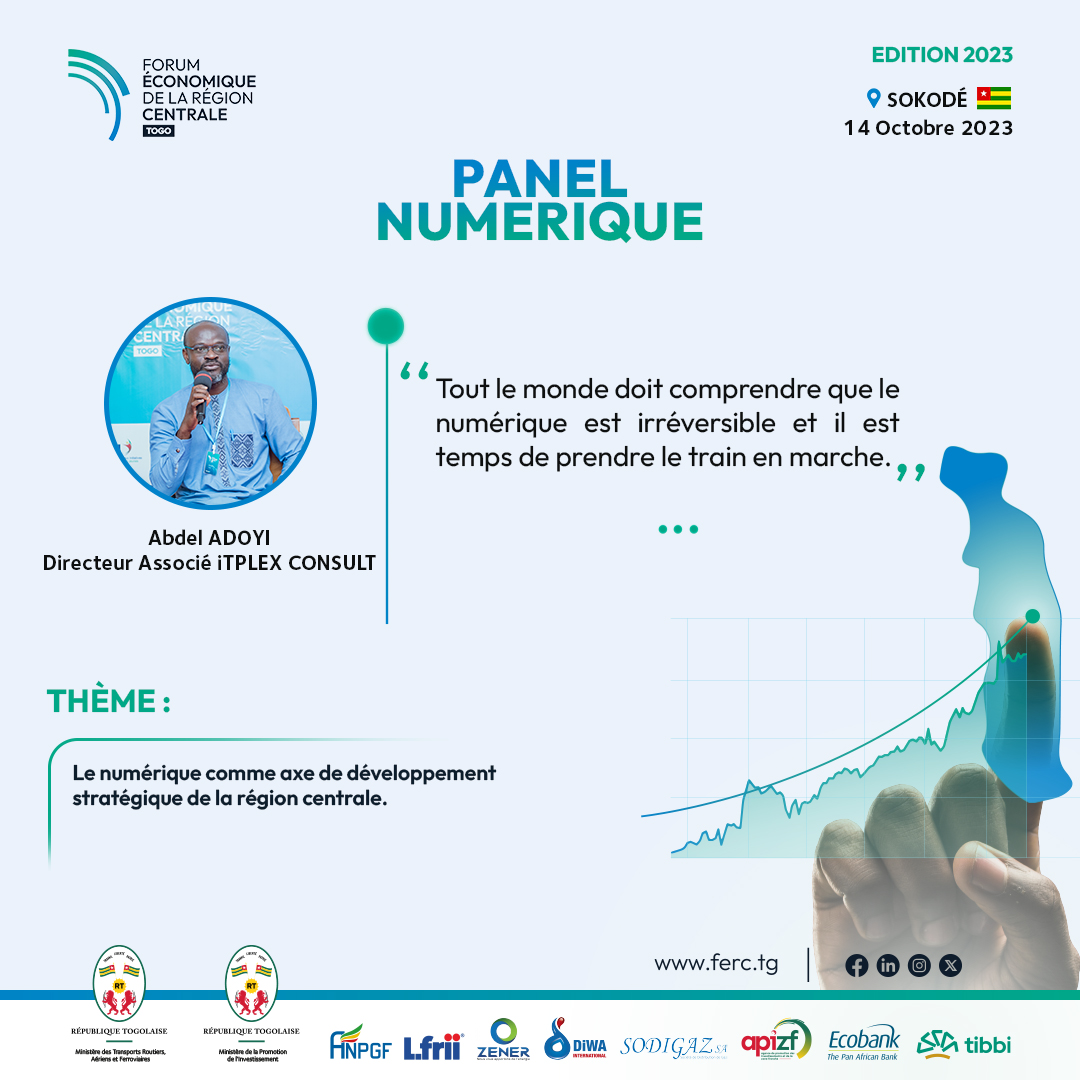 ContactFerc's tweet photo. #FERC 🇹🇬JOUR 2 

 PANEL SUR LE NUMERIQUE 

THEME : Le  numérique comme axe de développement stratégique de la région centrale.

#FERC2023 #Investissement #Finances #Numerique  #RegionCentrale #Togo #Sokode https://t.co/2yxhrOu1zX