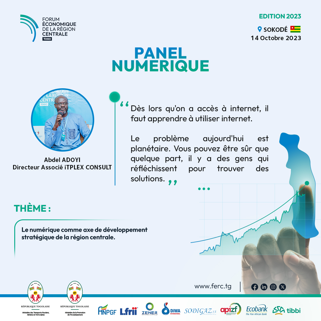 ContactFerc's tweet photo. #FERC 🇹🇬JOUR 2 

 PANEL SUR LE NUMERIQUE 

THEME : Le  numérique comme axe de développement stratégique de la région centrale.

#FERC2023 #Investissement #Finances #Numerique  #RegionCentrale #Togo #Sokode https://t.co/2yxhrOu1zX