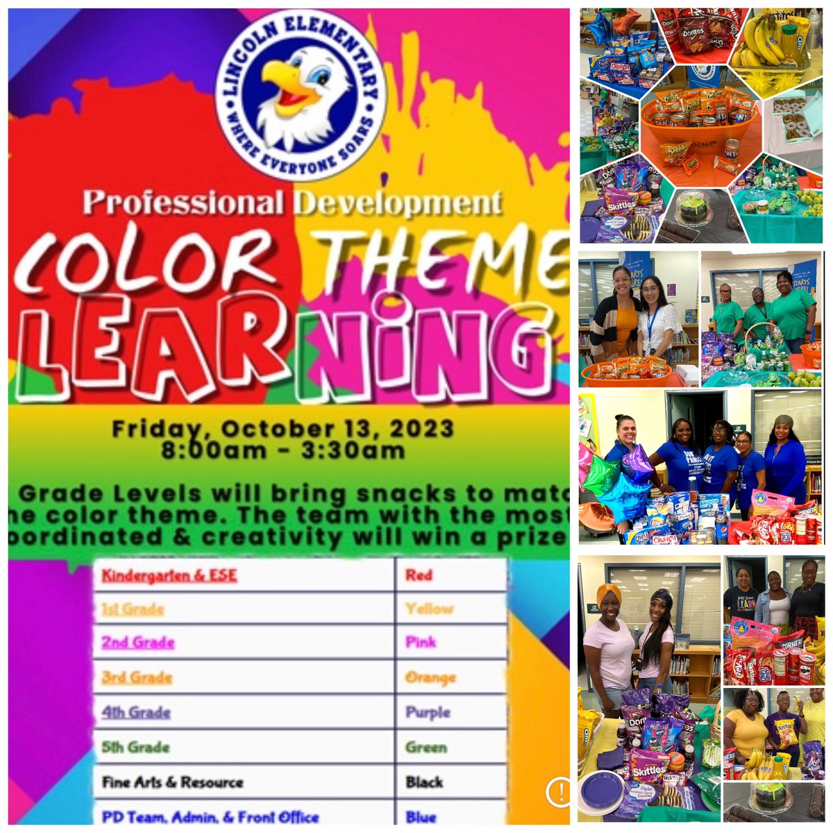 Valbrun_D's tweet photo. Professional Development with a Purpose! During our “Color Theme Learning PD” we were present, interactive, and most importantly engaged in the learning process! #SOARingEagles #PDFun https://t.co/SQQ14S53vY