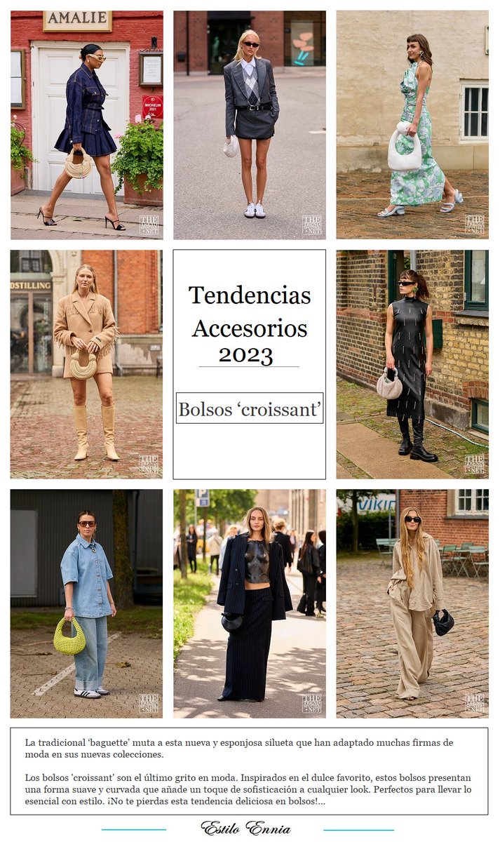 EstiloEnnia's tweet photo. Tendencias Accesorios 2023: Bolsos ‘croissant’. Ideas de looks ✨

Los bolsos 'croissant' son el último grito en moda. Inspirados en el dulce favorito, estos bolsos presentan una forma suave y curvada que añade un toque de sofisticación a cualquier look...💫 https://t.co/YOoEwoQ1CT