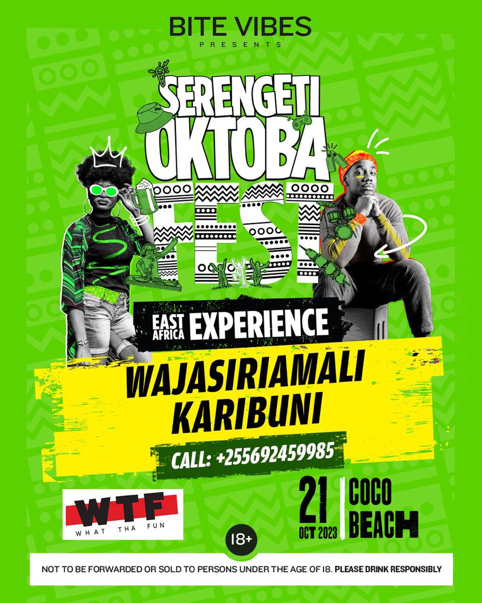 MyUglyMustache's tweet photo. Chukua simu yako, ingia @Nilipetz nunua ticket ili ujumuike na King Kiba, Jose na Nyashinski pamoja na wasanii wengine wengi tarehe 21 Coco Beach! Wajasiriamali watapata jukwaa kuuza bidhaa zao pia!! 

#SerengetiOktobafest #ThisIsHowWeDo #OktobafestEastAfrica https://t.co/wUbaPhFHMY
