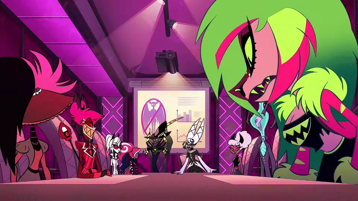 TheCartoonBase's tweet photo. 'HAZBIN HOTEL' will be a BIG musical, releasing on Prime Video in January 2024.

The opening title of Hazbin Hotel is currently shown at the Comic Con. https://t.co/DwkQvg31pD