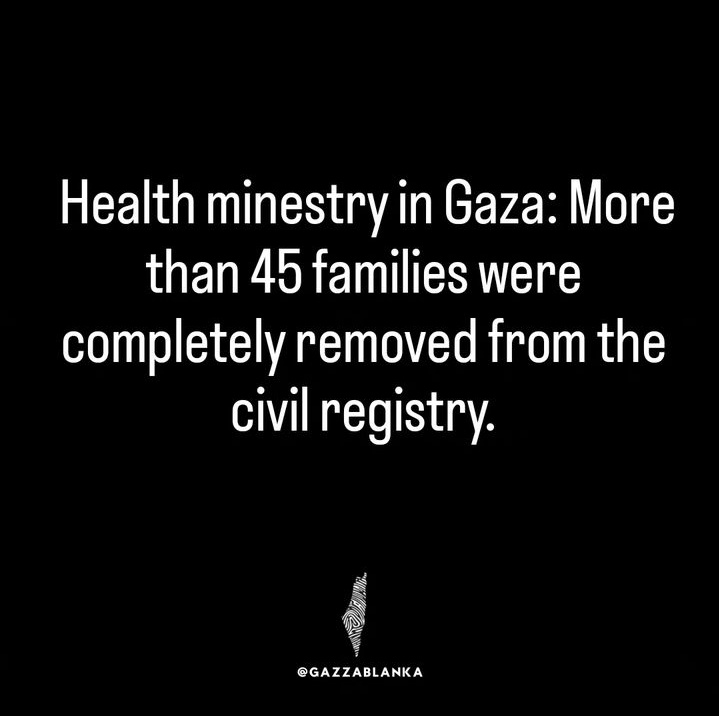 tell me this isn't ethnic cleansing tell me this isn't genocide ENTIRE FAMILIES completely removed from the civil registry