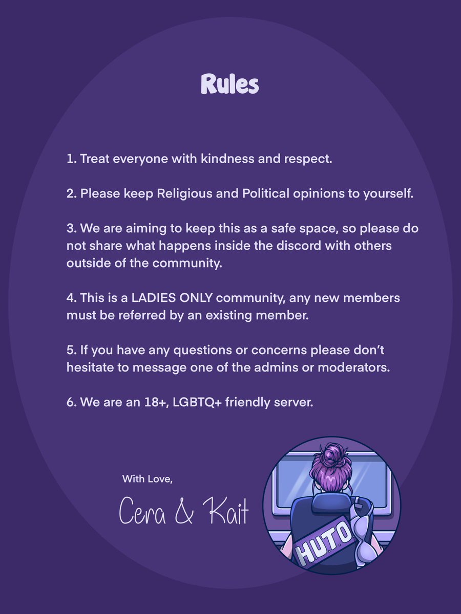 HUTO_Gaming's tweet photo. Please take note of our Rules for the H.U.T.O. Community 💜 https://t.co/GXOlrNXgMo
