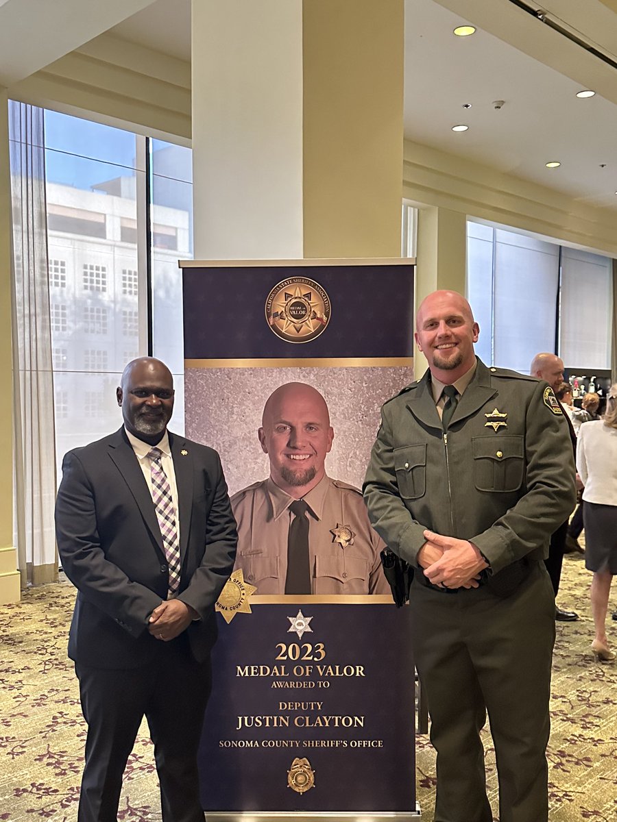 We are extremely proud of our two deputies who were awarded the Medal of Valor by @calsheriffs for demonstrating courage and stopping an ambush-style shooting in Sonoma on 10/15/22. Full story here rb.gy/n9zar.