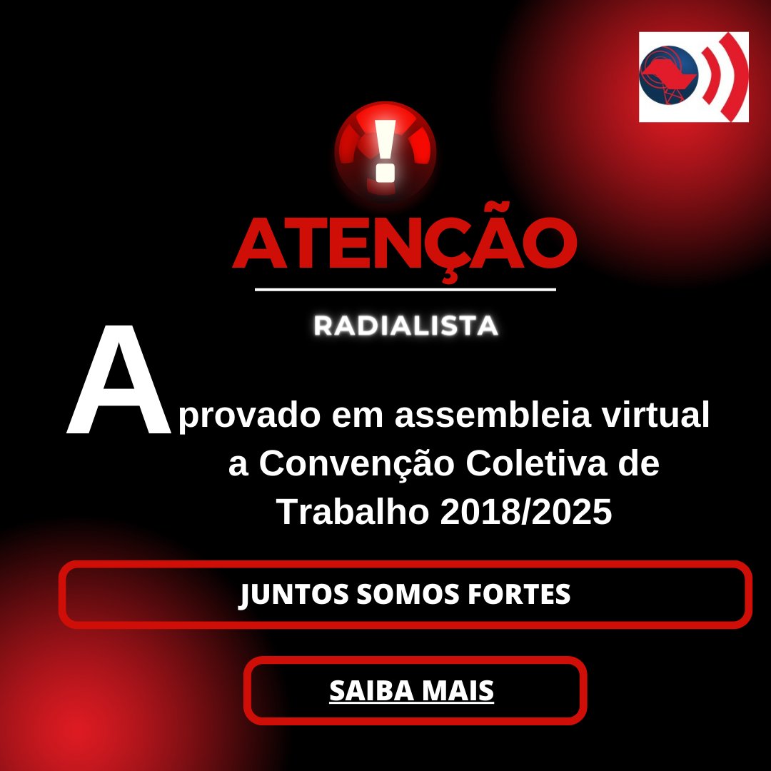 radialistasp's tweet photo. Depois de 6 anos de luta e resistência o Sinrad SP aprova em grande assembleia dos trabalhadores proposta de renovação da Convenção Coletiva de Trabalho, garantindo parte da inflação do período e todas as cláusulas da convenção.
#convençãocoletiva 2018/2023
#radialistasp https://t.co/31K42vBdxt