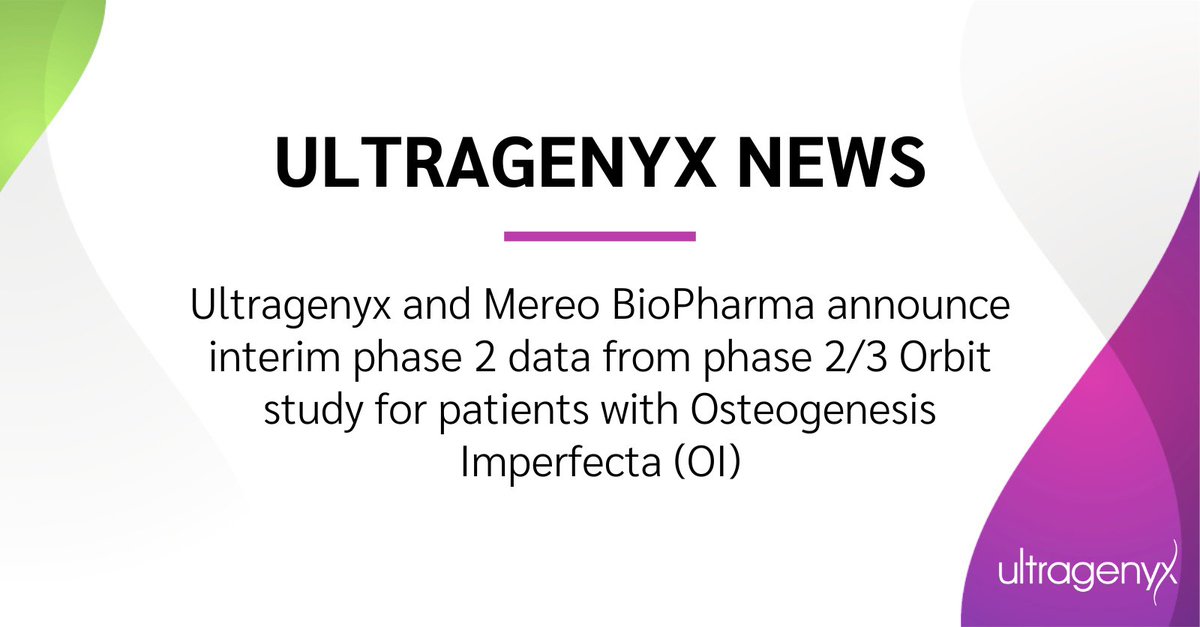 Ultragenyx announces new data from the investigative Phase 2/3 Orbit study of setrusumab (UX143) in #OsteogenesisImperfecta (OI) at #ASBMR23. Learn more: ultragenyx.co/3txZhxA