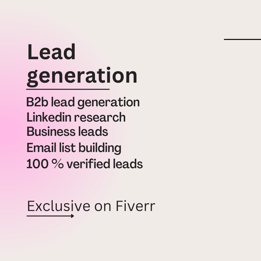 itzakirhossain's tweet image. I will do b2b lead generation, targeted leads, prospect list email list

#B2b
#leadgeneration
#Emaillist
#linkedinleads