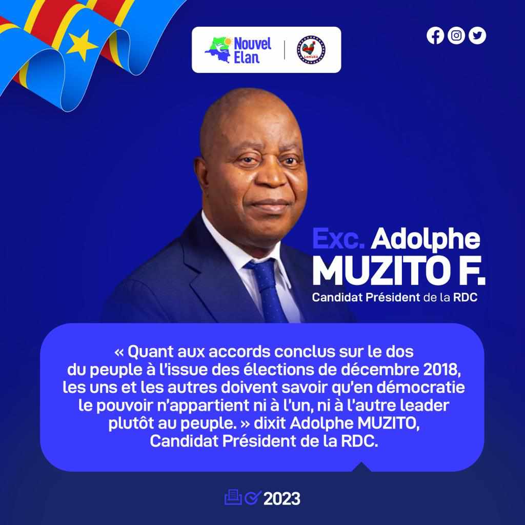 MUZITOPRESIDENT's tweet photo. Quant aux accords conclus sur le dos du peuple à l'issue des élections de décembre 2018, les uns et les autres doivent savoir qu'en démocratie le pouvoir n'appartient ni à l'un, ni à l'autre dealer mais au peuple.
Le visionnaire du congo @adolphemuzito https://t.co/HVM9x9wVEj