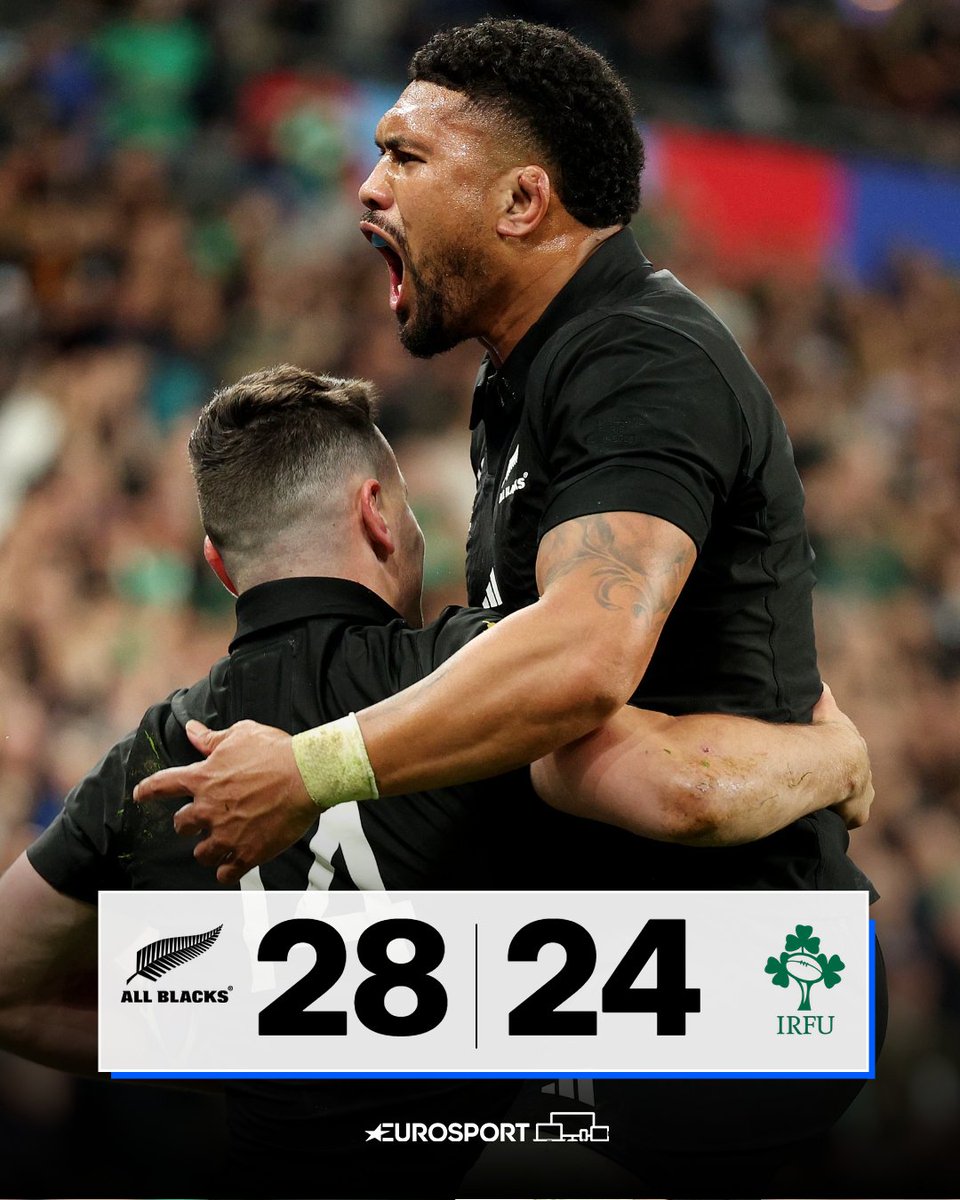 Eurosport_FR's tweet photo. Un énorme match et les All Blacks font mordre la poussière à l'Irlande ! La Nouvelle-Zélande rejoint l'Argentine en demi-finale de la Coupe du monde #IREvNZL https://t.co/bRzdnGEeCP