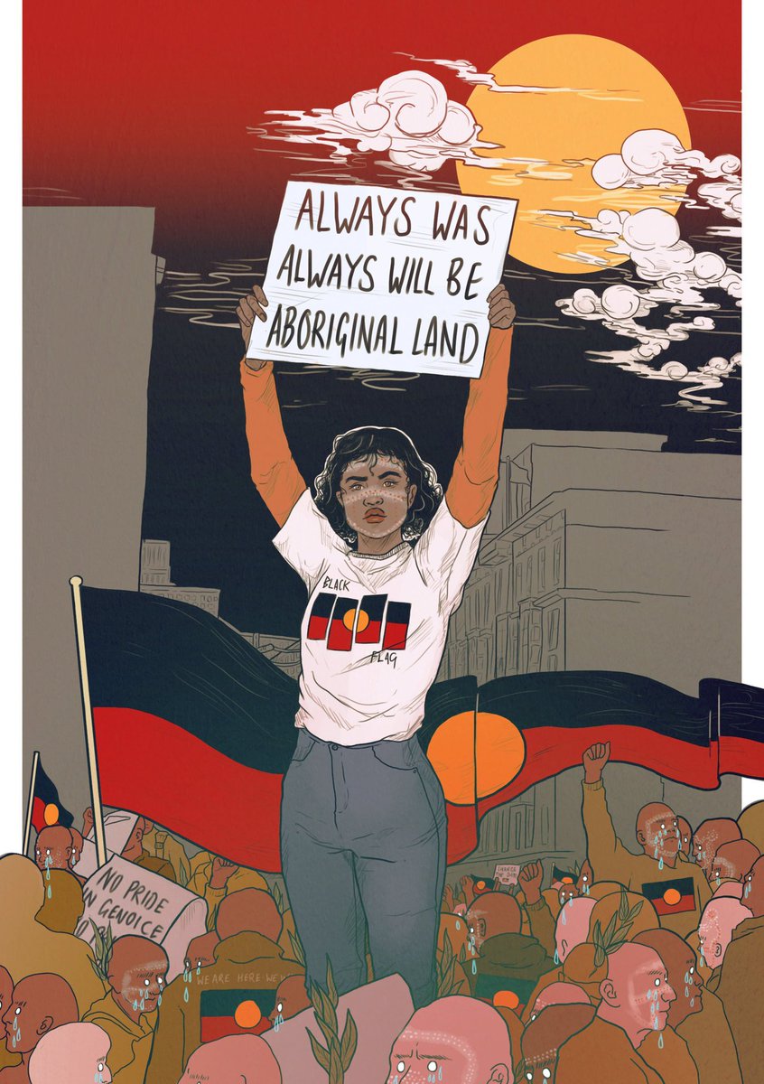 RKP_Industries's tweet photo. Australia Always Was, Always Will Be Aboriginal Land ❤️💛🖤

Image: Charlotte Allingham (Wiradjuri, Ngiyampaa) @drawnbysoymilk, IG  @ coffinbirth, @austmus Digital Collection

#AlwaysWasAlwaysWillBe https://t.co/EFj3fFftQi