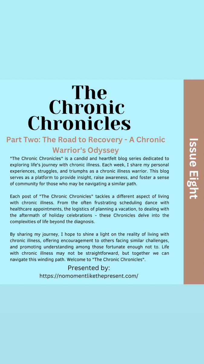 faithfilledbabs's tweet photo. 📖 Chronic Chronicle Issue 8: The Rollercoaster of Recovery 🎢
In this latest issue, I open up about the emotional and physical hurdles of recovery after a major back fusion surgery. It's been a journey of tears, laughter, and triumph. View here: https://t.co/jWYJzbcRj0 https://t.co/0BNkRRgFPb