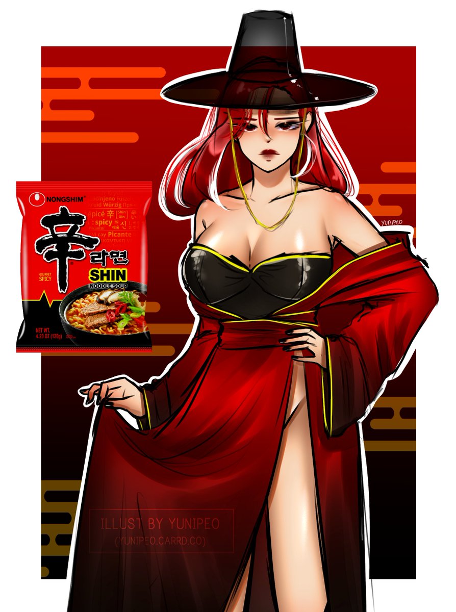 yunipeo's tweet photo. shin ramen gal i drew a bit ago >:3 slapping the bab for #cutiesaturday (is this a thing here- it's on bsky ehe)- i should rlly finish it LOL :"D https://t.co/pueqBeIDJz