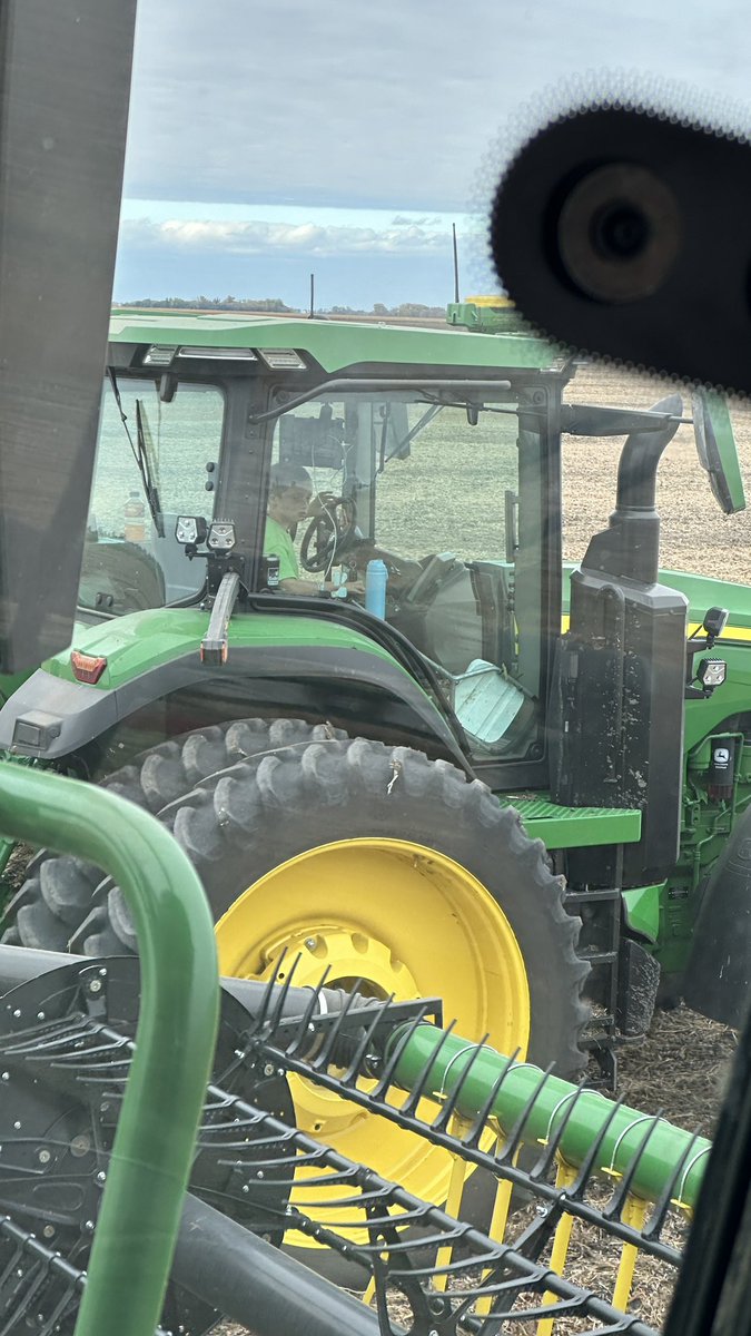 His favorite job on the farm #farmkid #harvest23 #JohnDeere #graincart