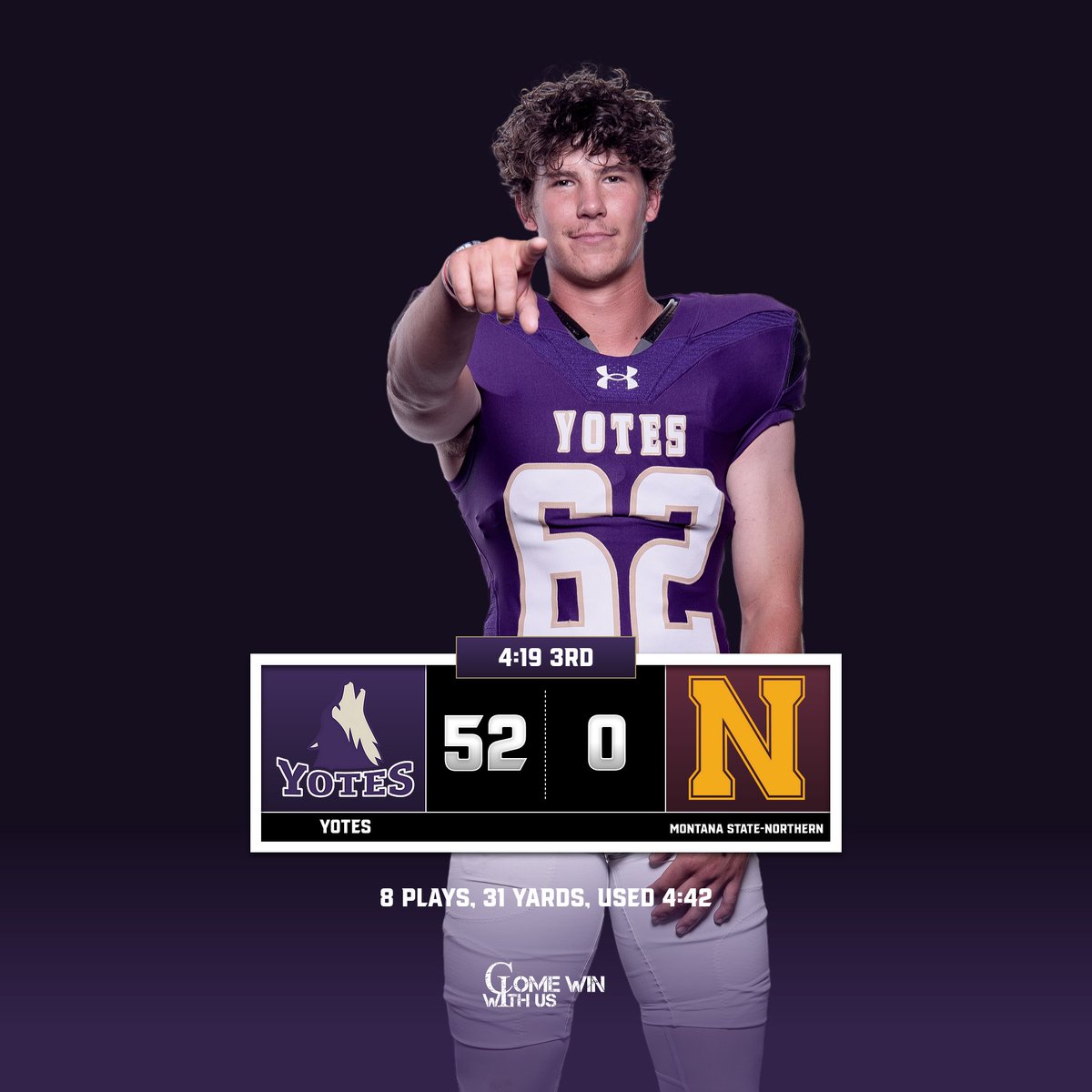 FOOTBALL | William Botch nails the field goal, Yotes extend their lead to 52. <a href="/YotesFootball/">College of Idaho Football</a> #ComeWinWithUs