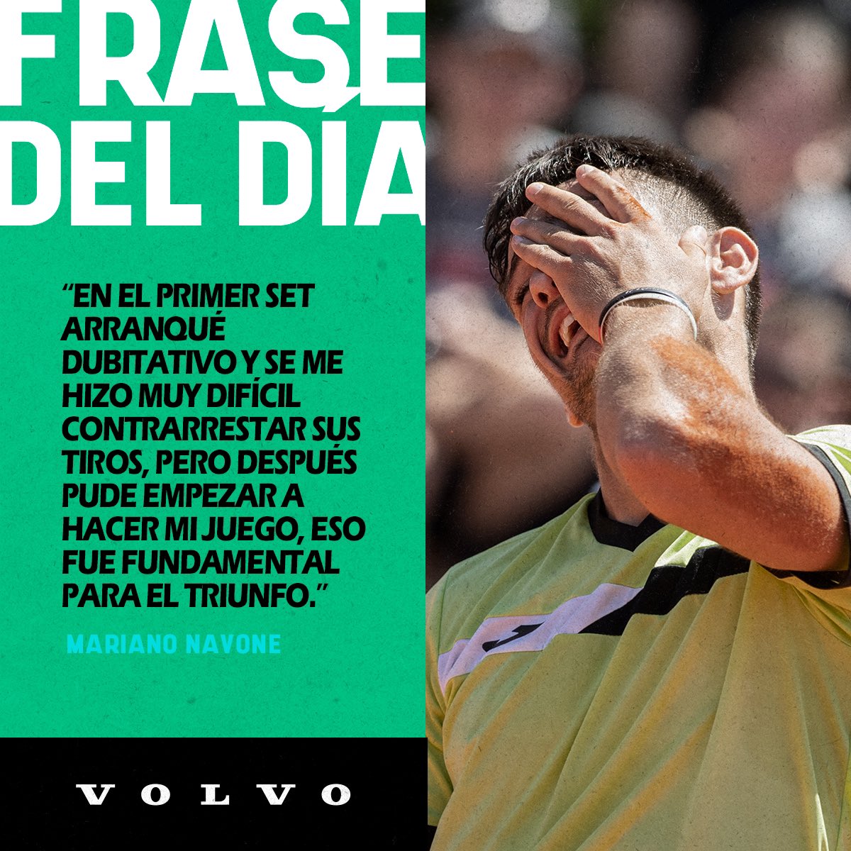 🎙️ La frase del día @VolvoCarArg, a cargo de @marianonavone1 🇦🇷 🎾 La Navoneta se metió en la final del #ChallengerBA tras remontar un partidazo ante Luciano Darderi
