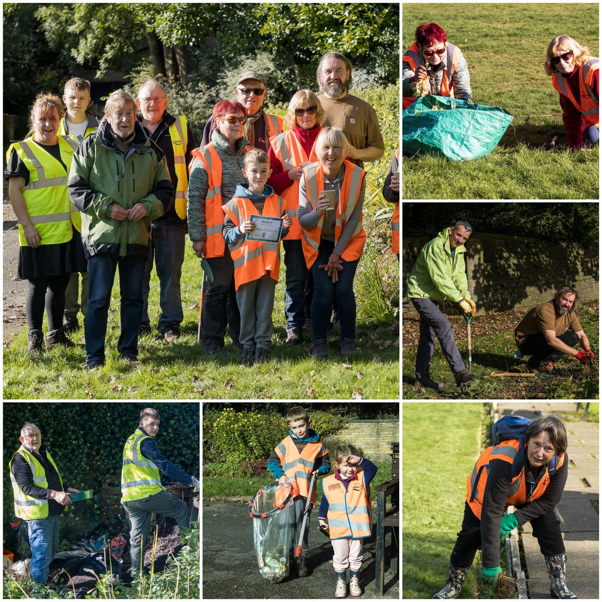 FoShelfHallPark's tweet photo. Thanks to everyone that came along to our Autumn Clean Up today. Around 20 volunteers made brilliant progress litter picking, tidying the flowerbeds and bowling green perimeter and building a fantastic bug hotel 🐞🪲🌳🪴☀️ https://t.co/EnXR5WETXZ