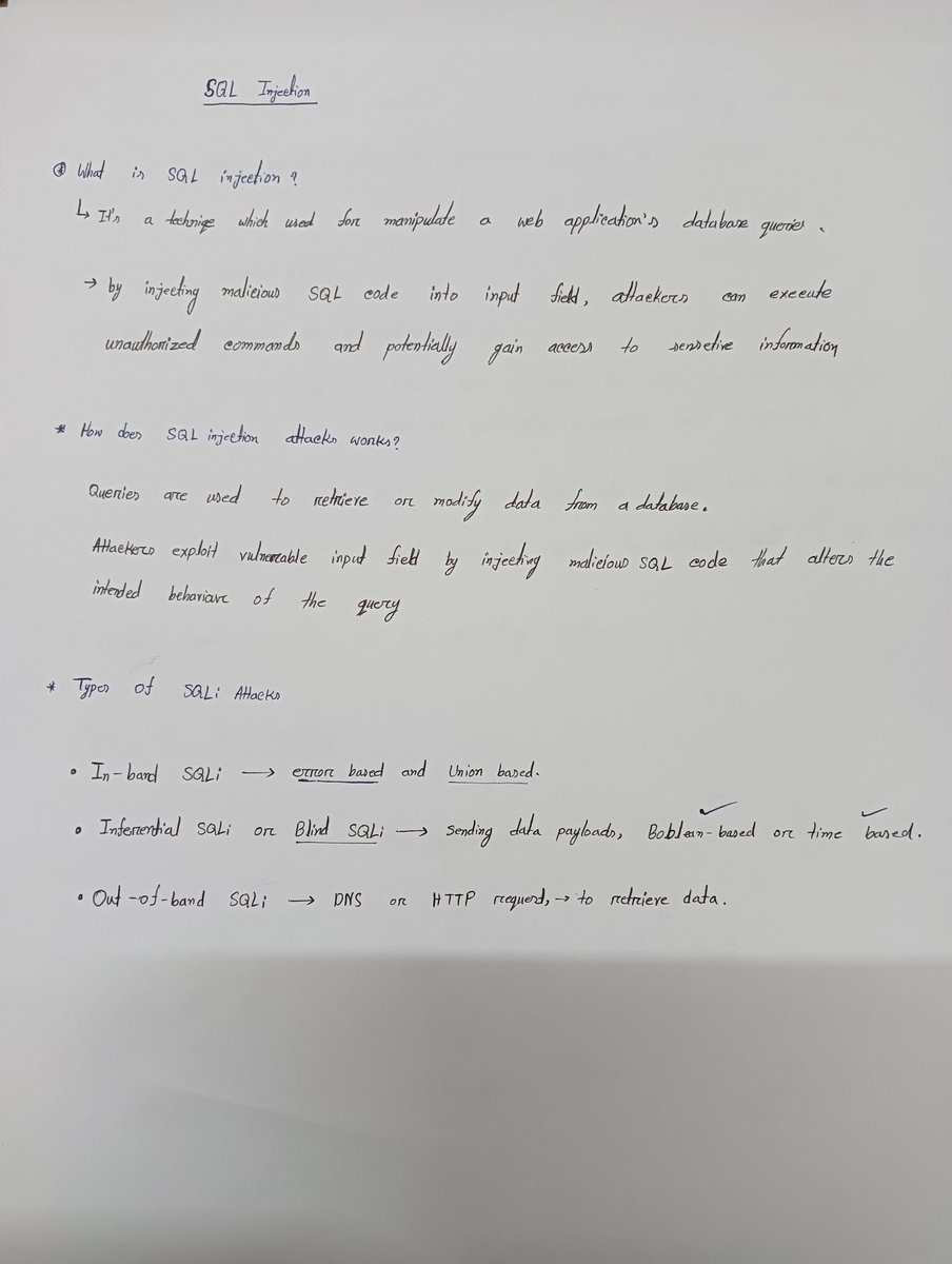 Start SQL injection learning. 
Day 1. 
#SQL
#Injection