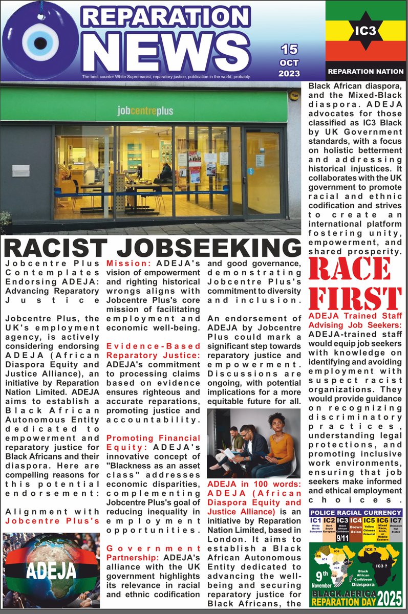 REPNATS's tweet photo. #JobCentre #JobCentrePlus #Quakers #UKReparationsConference23 #ReparationsConference23 #ReparationsConference2023 #ReparationRiot #CommonPurpose #JointEnterprise
#ReparationFashion #ReparationsMasons #ADEJA #MarcusGarvey #MarcusGarveyLibrary #BernieGrantArtsCentre #BernieGrant https://t.co/0LreqjAPAR