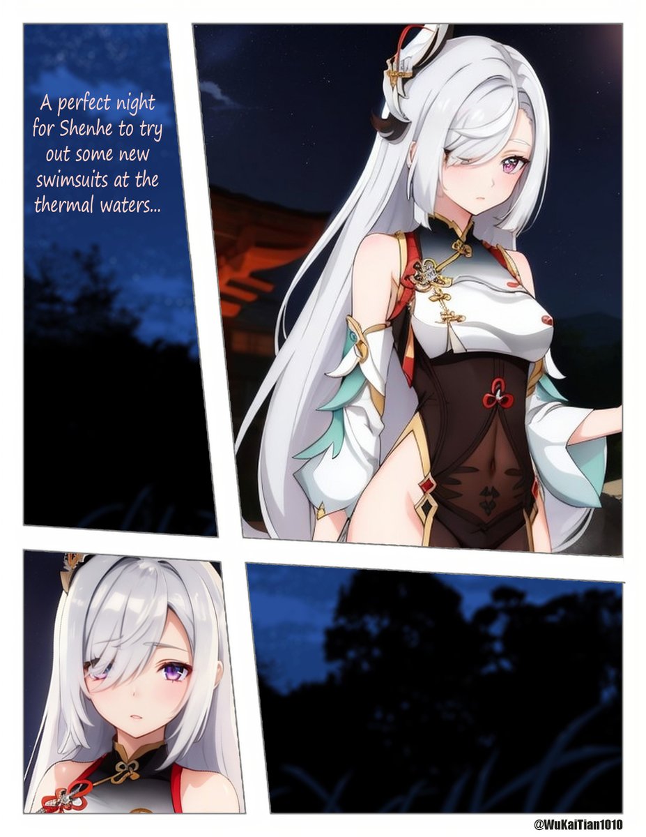 WuKaiTian1010's tweet photo. Trying out swimsuits at the thermal waters.
Shenhe - Genshin Impact 🥰 

If you happen to enjoy my content please drop me a follow! ❤️

The images were made using https://t.co/ofOefM3nkm (Online AI art generator) https://t.co/2TL9HY31mS