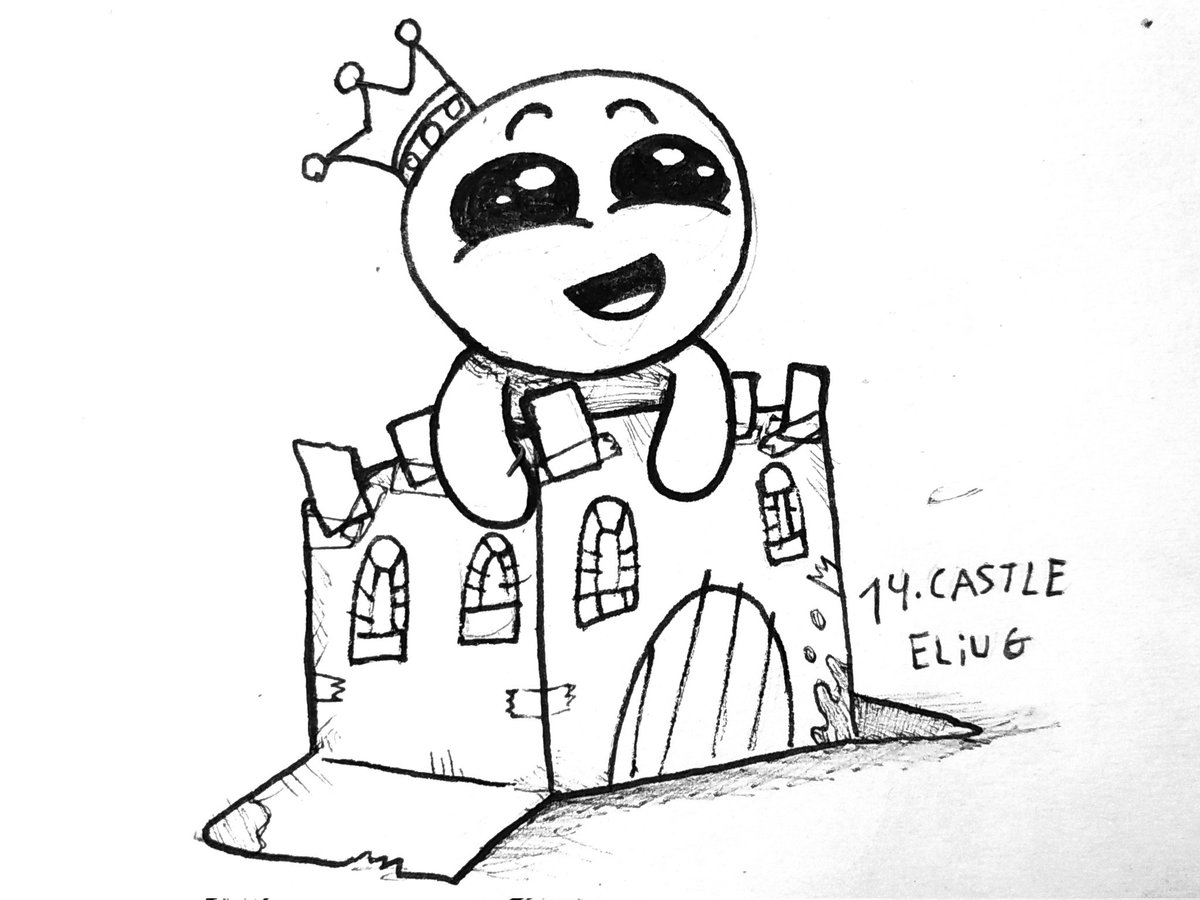 Eliug_Art's tweet photo. #inktober Día 14: Castle(ñ (Castillo) Isaac ha encontrado una caja muy grande, y ahora se ha convertido en Isaac I, el rey de las moscas y las arañas. #inktoberday14 #inktober2023 #thebindingofisaac #castle #cardboardcastle #cardboard #box #king #papercrown https://t.co/wCREobZmLj
