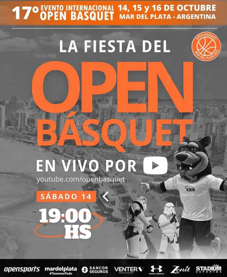 En minutos 👉 La Fiesta del 1️⃣7️⃣ Evento Internacional Open Básquet en el 🏟 Club Once Unidos (Falkner 5220, Mar del Plata) 📺🔴 y por streaming en vivo https://youtu.be/jQZtn8yH6wg !!!.   
⏰ 19:00 hs. #OpenBasquet 🏀🎉