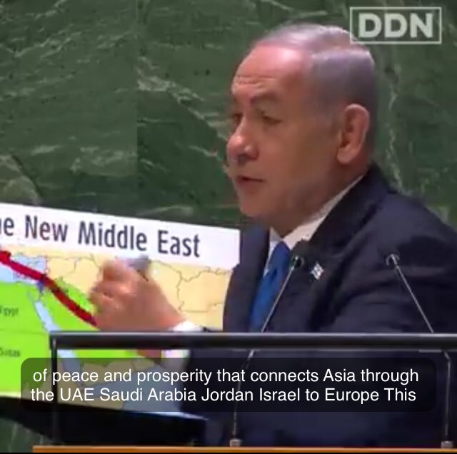 MattOBranain's tweet photo. Did you knowโฆ
Netanyahu showed a MAP to the UN days before violence that:
- ERADICATED PALESTINE
- promised the West โlucrativeโ new trade routes.
๐ค #DevilsPie @JoeBiden https://t.co/JQXJXFlLs0