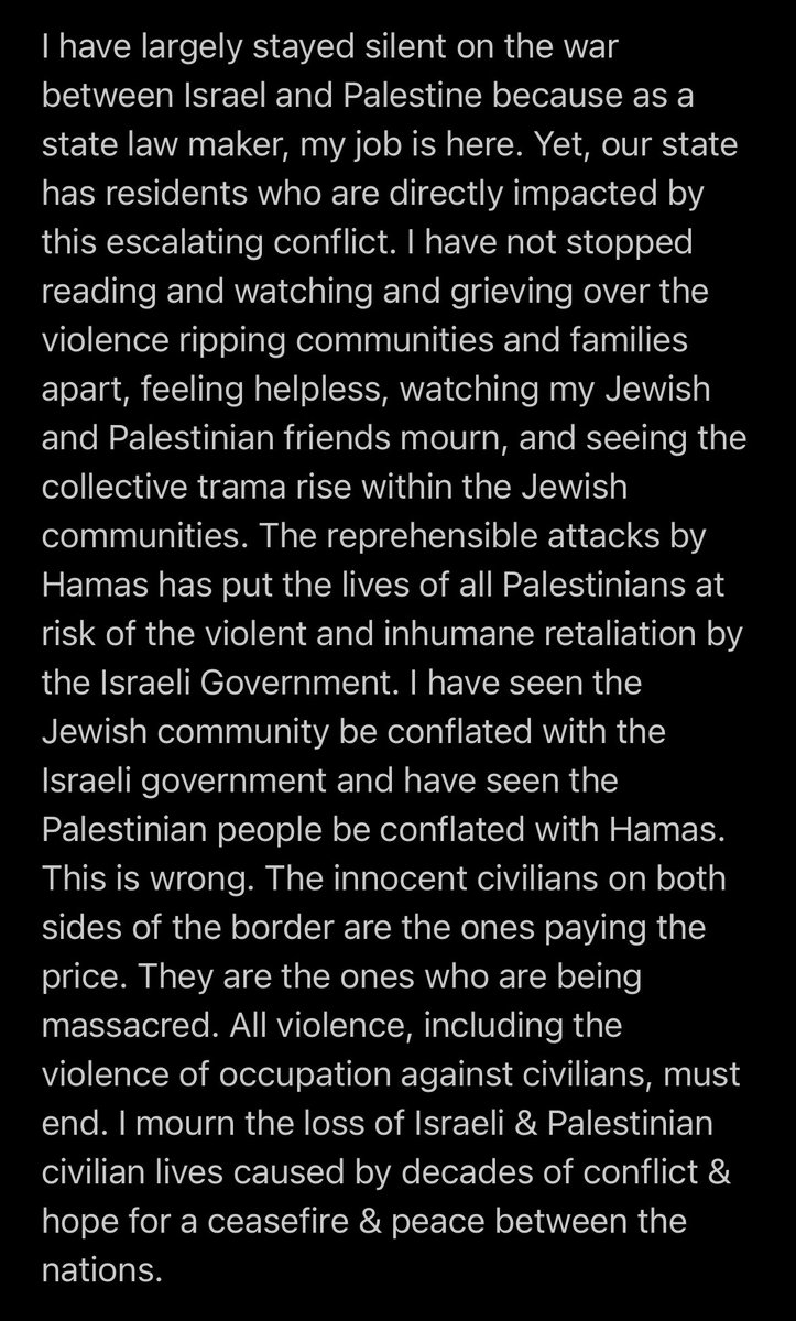There are no winners. There are only losers and the most to lose are the civilians. Here is my statement.