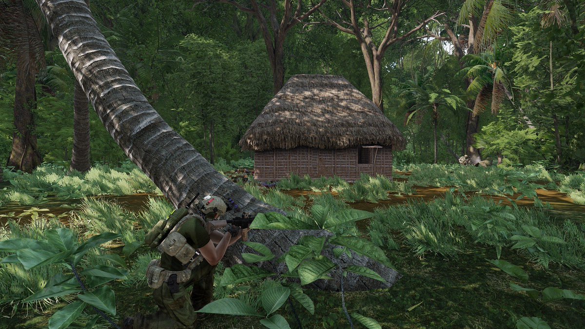 StowMarines's tweet photo. Tonight's contract had us rescuing hostages being held by extremist terrorists on an island in the Pacific. Fighting through dense foliage with an enemy that doesn't fight fair was a challenge.

Here are some photos from the mission.

#arma #arma3 #unit #milsim
@armaplatform https://t.co/4ag2kVPDe7