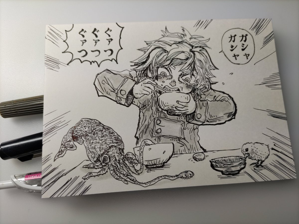 昼はイカ丼を食べに行ったり晩は親子丼でした #inktober2023