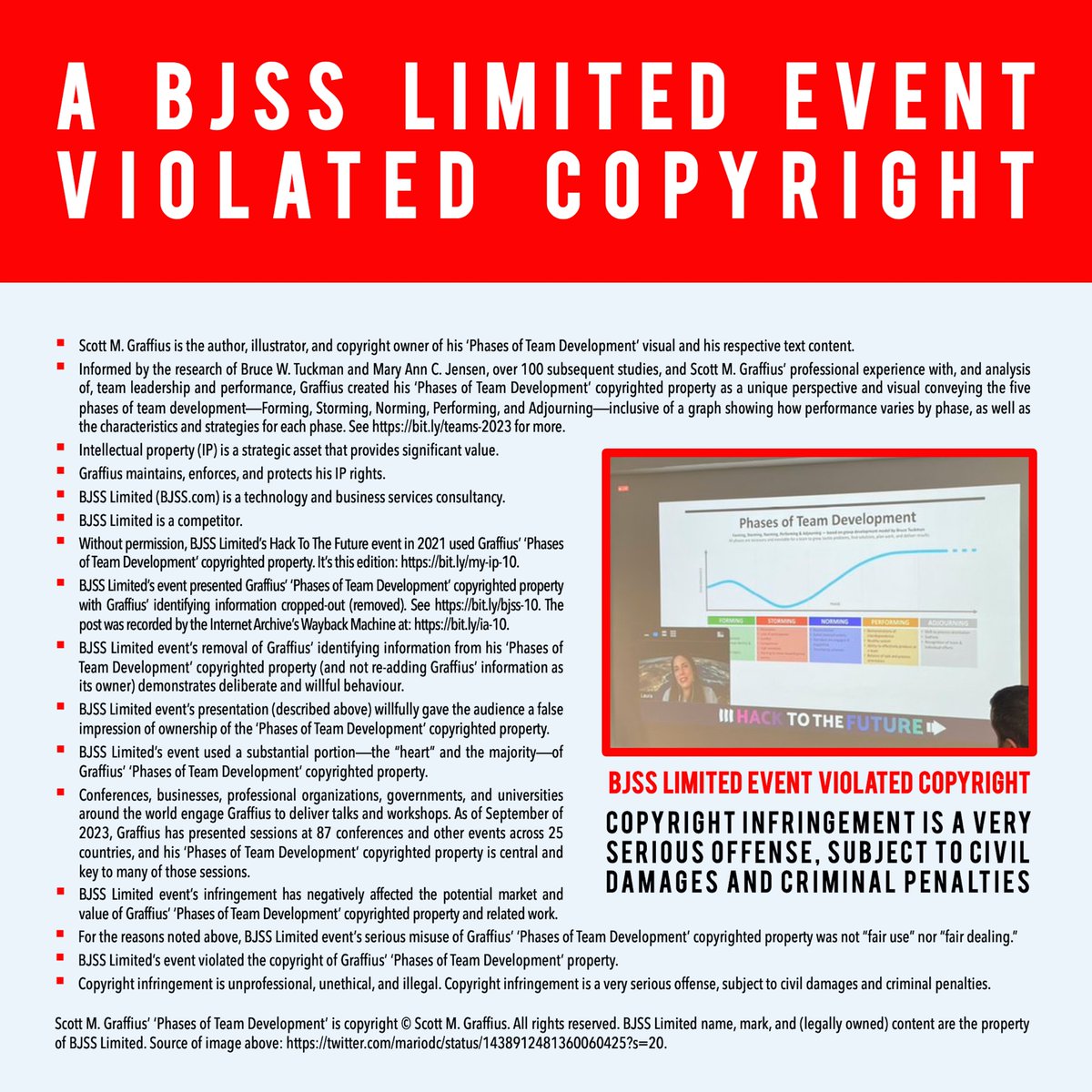 ScottGraffius's tweet photo. ⚠️ A @BJSSLtd (BJSS Limited) event violated #BJSS’ stated “commitment to ethical business practices” (https://t.co/8fYZECVVIn)—and #IntellectualProperty #Law—when it infringed on my #Copyright. Details are shown. #Tech #IT #TechExecs #Legal #IP #IPLaw @gpr99 @TheMCA_UK @UK_CAA https://t.co/xL1NW4in1m