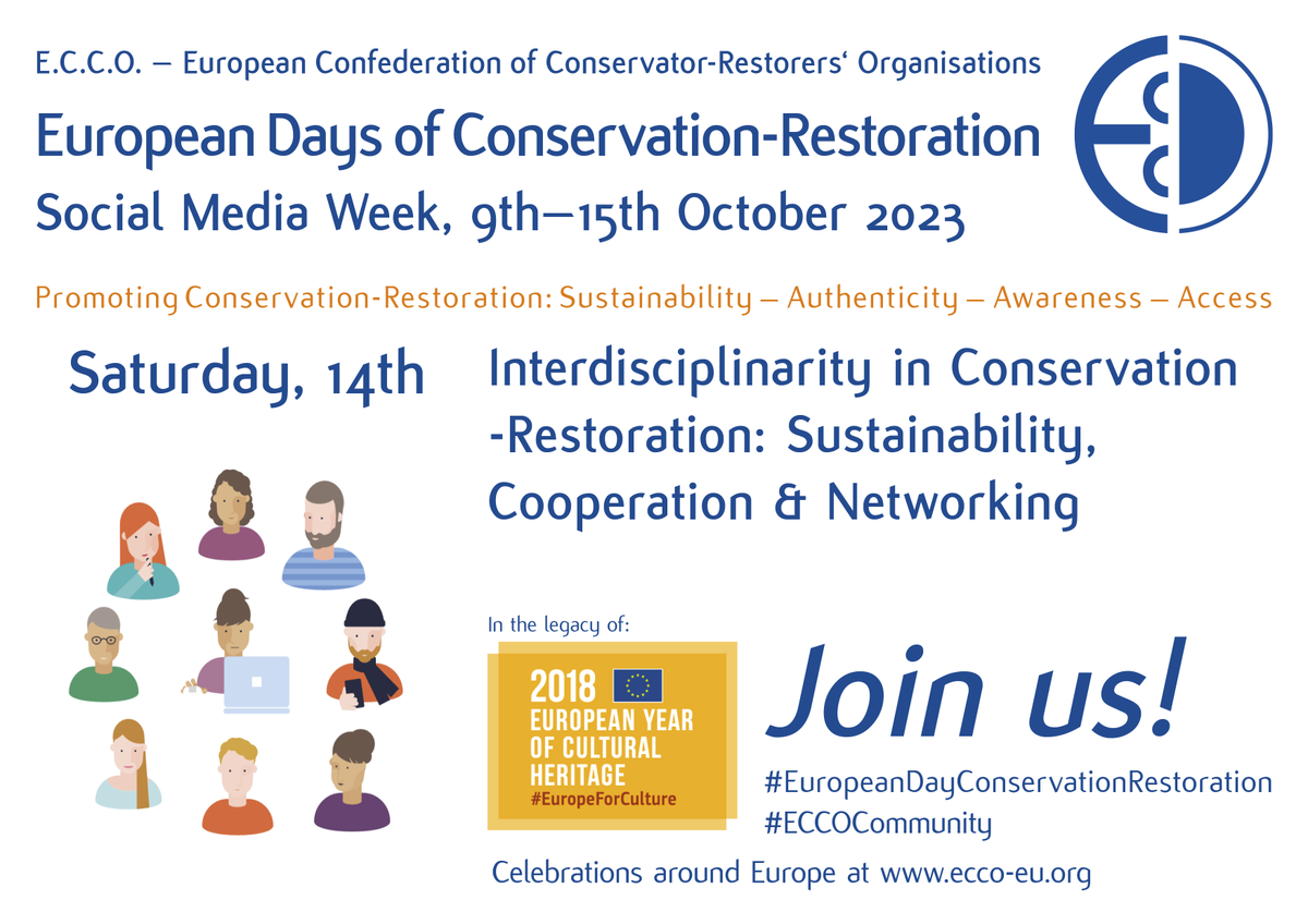 We do not work in isolation! Interdisciplinarity in policy, education, training, and research are cornerstones of industry #collaboration and #networking that lead to sustainability and development. #ConservationRestoration #ECCOCommunity #EuropeanDaysConservationRestoration