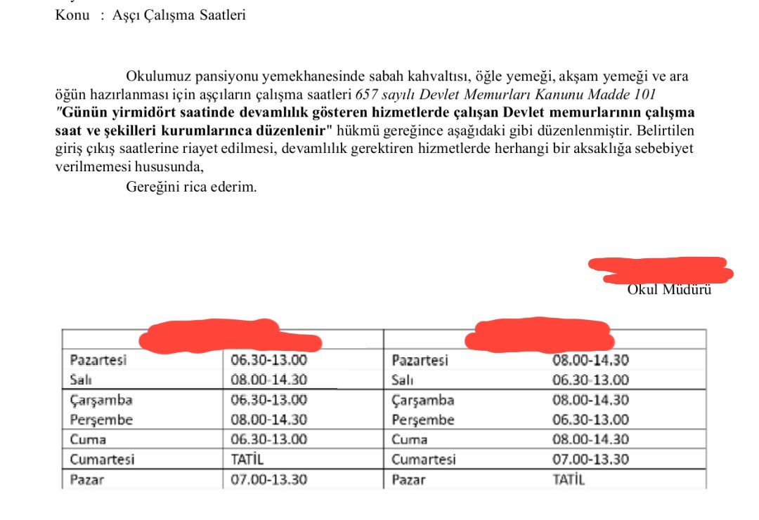 <a href="/Yusuf__Tekin/">Yusuf Tekin</a> Sayın bakanım <a href="/Yusuf__Tekin/">Yusuf Tekin</a> milli eğitim bakanlığında çalışan aşçılara okul müdürleri tarafından uygulanan baskı mobbing,çalışma koşulları ve çalışma saatlerinden haberiniz var mı? Bir çok meslektaşımız istifa etmek zorunda kaldı ne zaman bunlara dur diyeceksiniz.
#meb 
#mebaşçı
