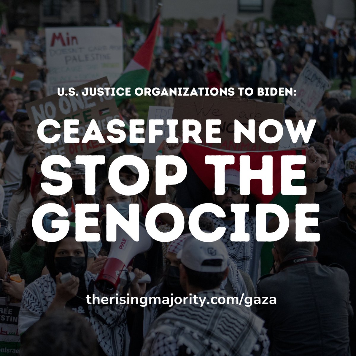 The U.S. Left has spoken. Leading justice organizations call on Biden to Stop the Genocide in Gaza and End the Israeli Occupation ➡️ Read &amp; Act: therisingmajority.com/gaza/ #StoptheGenocide #StopGazaGenocide