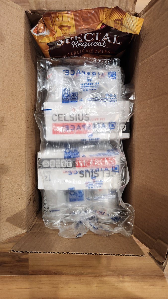 sferris63's tweet photo. @amazon Why would you ship two cases of sports drink with a bag of chips and are surprised the bag of chips exploded and then the item is ineligible for replacement https://t.co/5eEbWun7gJ