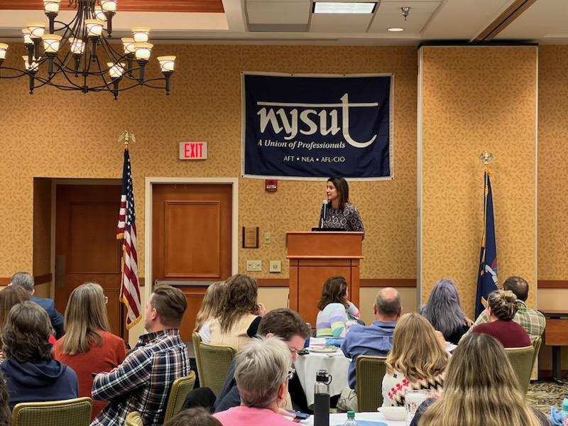 🍎 So excited to be with the @NYSUTCDRO in Lake Placid ⛷️for the Capital District Regional @nysut fall conference. Thank you for all of the work you do every day! #PublicSchoolsUniteUs @LauraFranz12 @SchoharieTAPrez @MicheleBushey1 @jb803