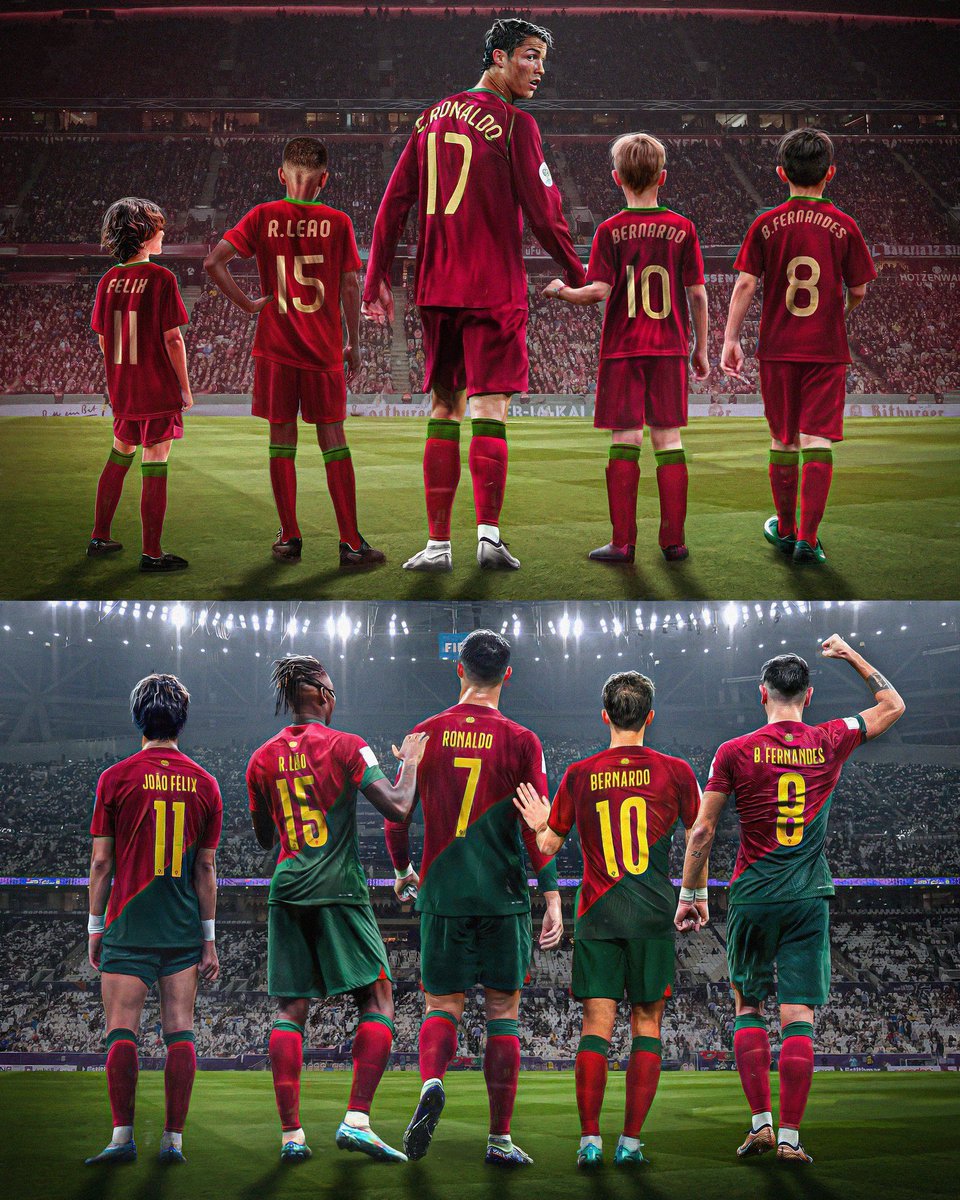 BlueboyCR7's tweet photo. Portugal 🇵🇹 antes y ahora, 20 años después de la mano del GOAT Cristiano Ronaldo 🐐 https://t.co/yhtEFxsjIA