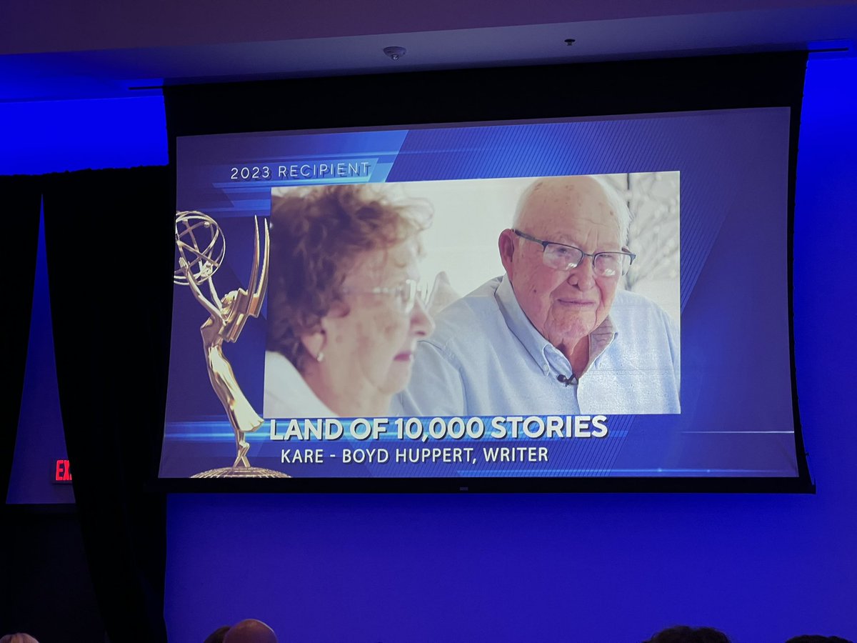 drsteuss's tweet image. .@BoydHuppert’s “Land of 10,000 Stories” brings home the #midwestemmys award for Writer-News! @kare11