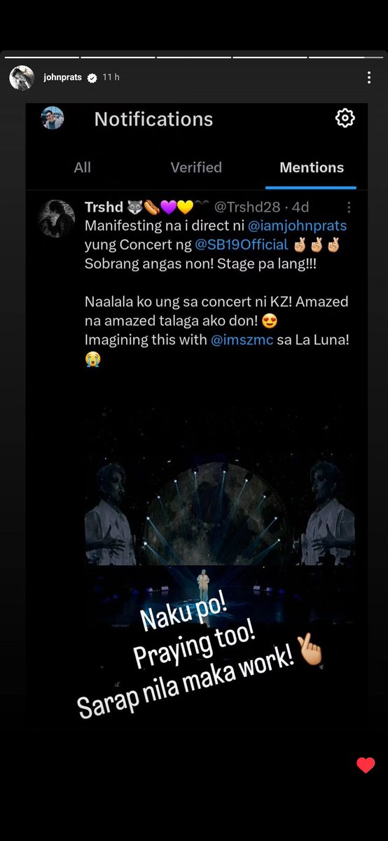 Hoy po!!! Di po ako nagwawala here! 🤭🤭🤭 @SB19Official @1zentertainment make it happen! 😭😭 Sobrang naeexcite ako kapag nangyari yon! Yung vision na visuals ng boys sa con tas ung ability ni direk @iamjohnprats to make it happen! OMG! 😭😭 #manifesting sino pede alay? 😂