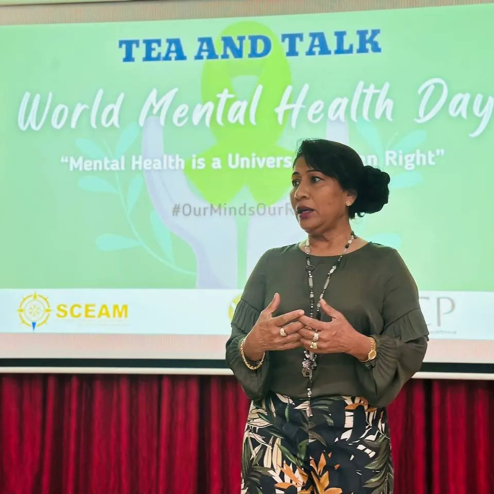 SCEAM5's tweet photo. Glimpses of 'Tea and Talk' event to mark World Mental Helath Day 2023 in collaboration with @AdduWomenA and ICP Maldives.  
The event was around the theme 'Mental Health is a Universal Human Right'. We had meaningful conversations with an incredible group of people. https://t.co/ng6MdoE9ev