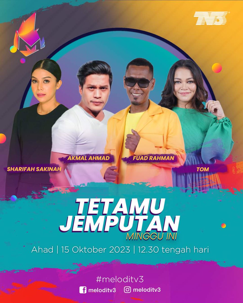 Jom layan kitorang kat Melodi kejap lagi.
.
Reposted from <a href="/tv3malaysia/">tv3malaysia</a> Wowwerzz tetamu istimewa di Melodi harini! Jumpa @sharifah_sakinah  <a href="/theakmalahmad/">Akmal Ahmad</a>, @fuadrahman2k22 &amp; @raja_king_tom tengah hari ni k 😘

Melodi | Ahad 15 Oktober | 12.30 tengah hari