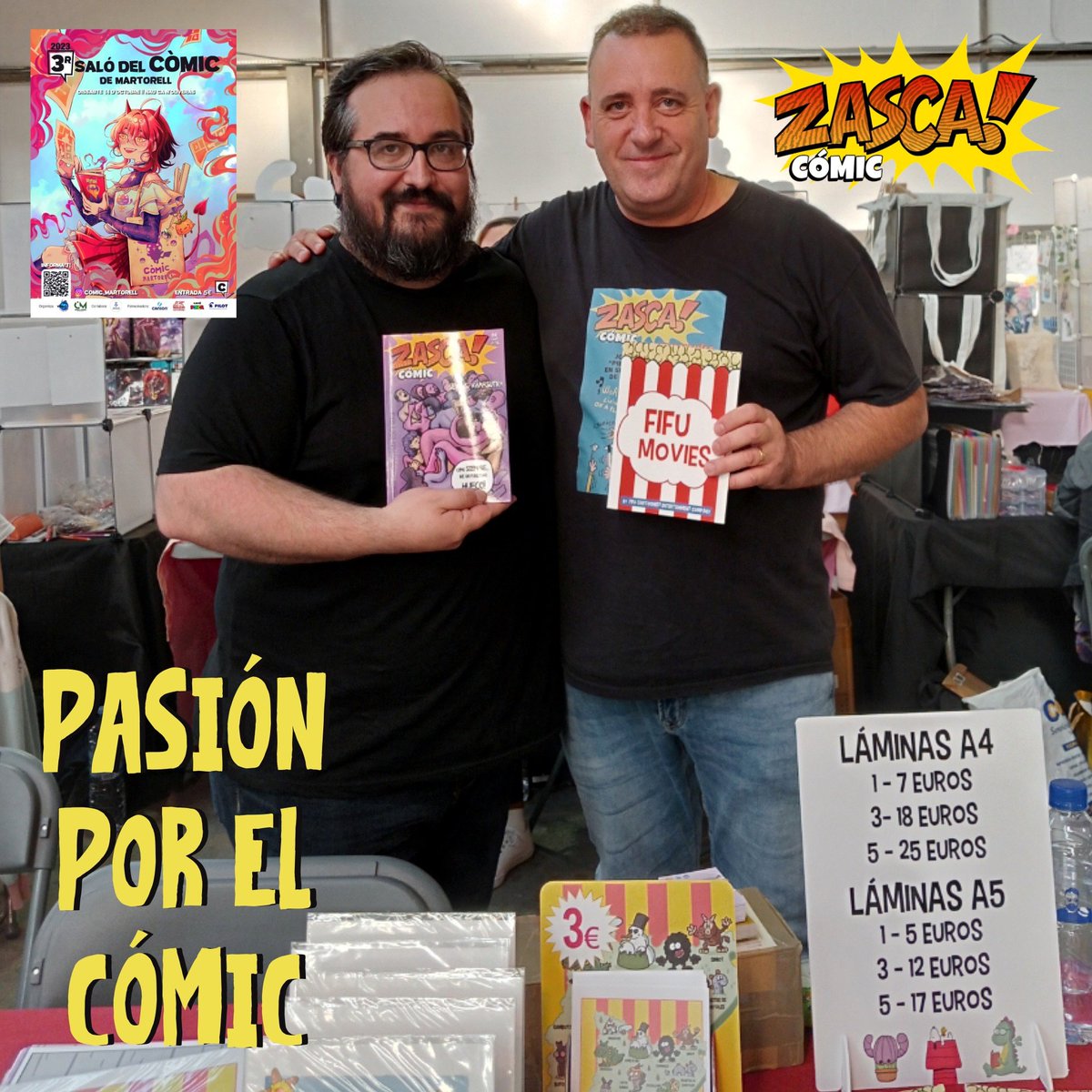 Nuestro compañero
Fernando Varela de visita en el 
"3R SALÓ DEL CÓMIC DE MARTORELL".
En la foto promocionando el último 
número de ZASCA! CÓMIC junto a
FIFU CARTOONIST. 
<a href="/fifu_cartoonist/">Fifu</a> <a href="/comic_martorell/">Saló del Cómic i Manga de Martorell</a>