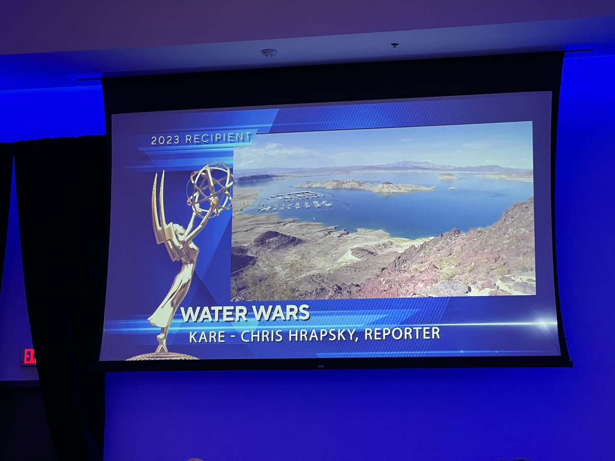 drsteuss's tweet image. .@ChrisHrapsky and @RonStover win the  #midwestemmys Continuing Coverage award for their @kare11 “Water Wars” reports!