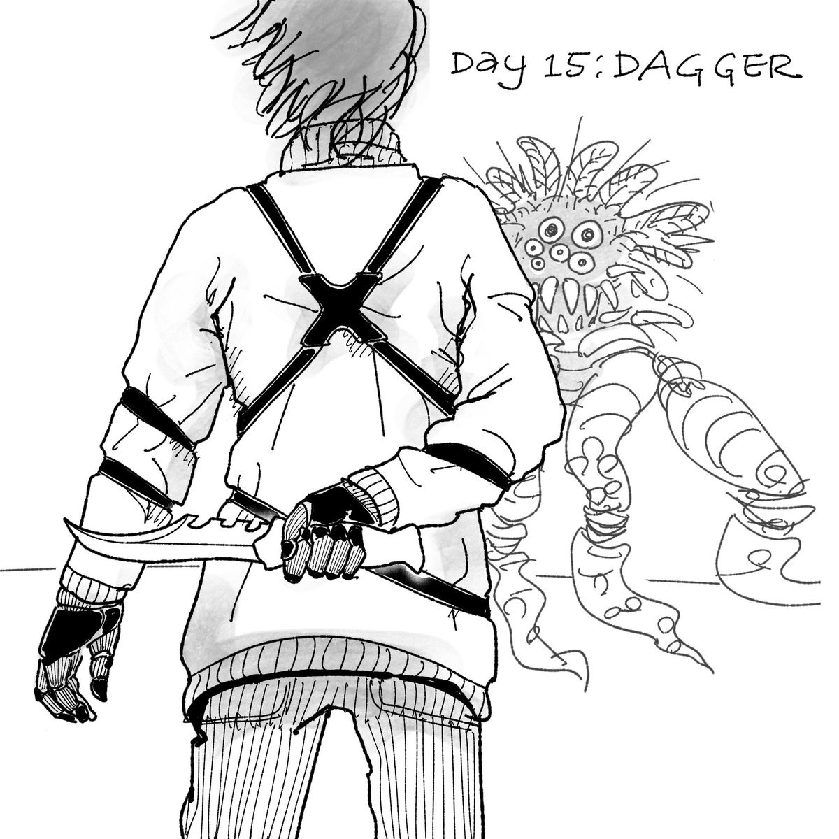 インクトーバー15日目、「短刀」
#inktober2023
#Inktober2023day15
お花の怪獣