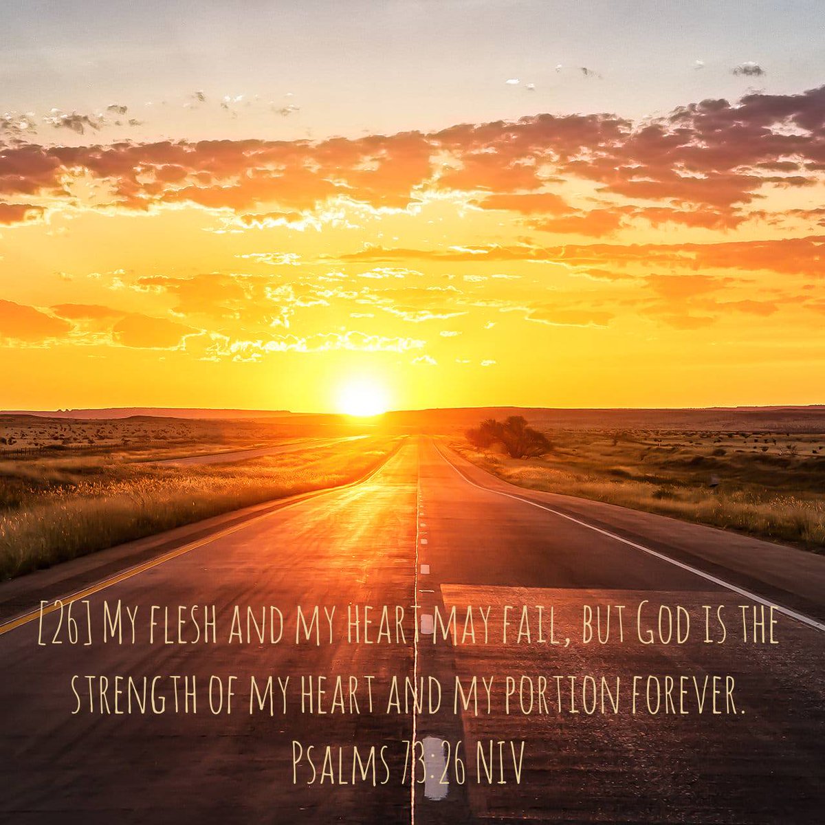 hesta16's tweet photo. Psalms 73:26 NIV
[26] My flesh and my heart may fail, but God is the strength of my heart and my portion forever.

https://t.co/XQyN0jIUq5 https://t.co/XtxDVdb4IN
