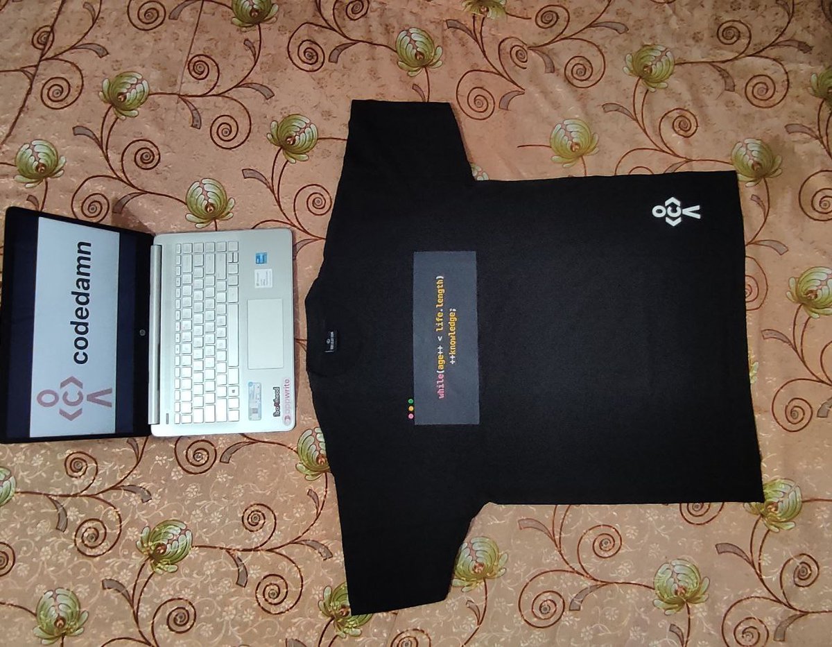 suraj_sharma14's tweet image. Grateful for @codedamn's Amazing T-shirt!
I want to express my heartfelt thanks to codedamn for the fantastic t-shirt they sent me
This t-shirt is a constant reminder of my coding journey and the exciting road ahead in the tech world. 
#codedamn #Gratitude #CodingJourney
