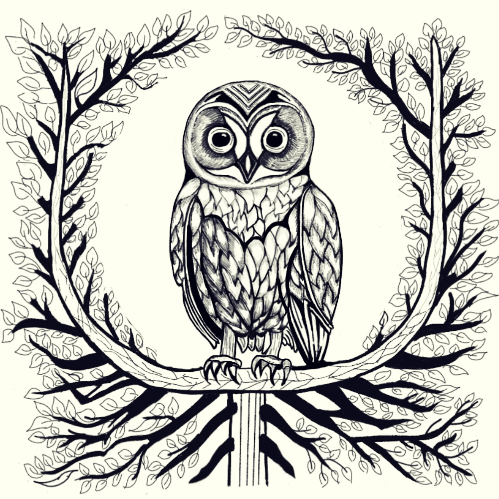 Owl, mystical creature of night, possesses wisdom that shines through piercing eyes