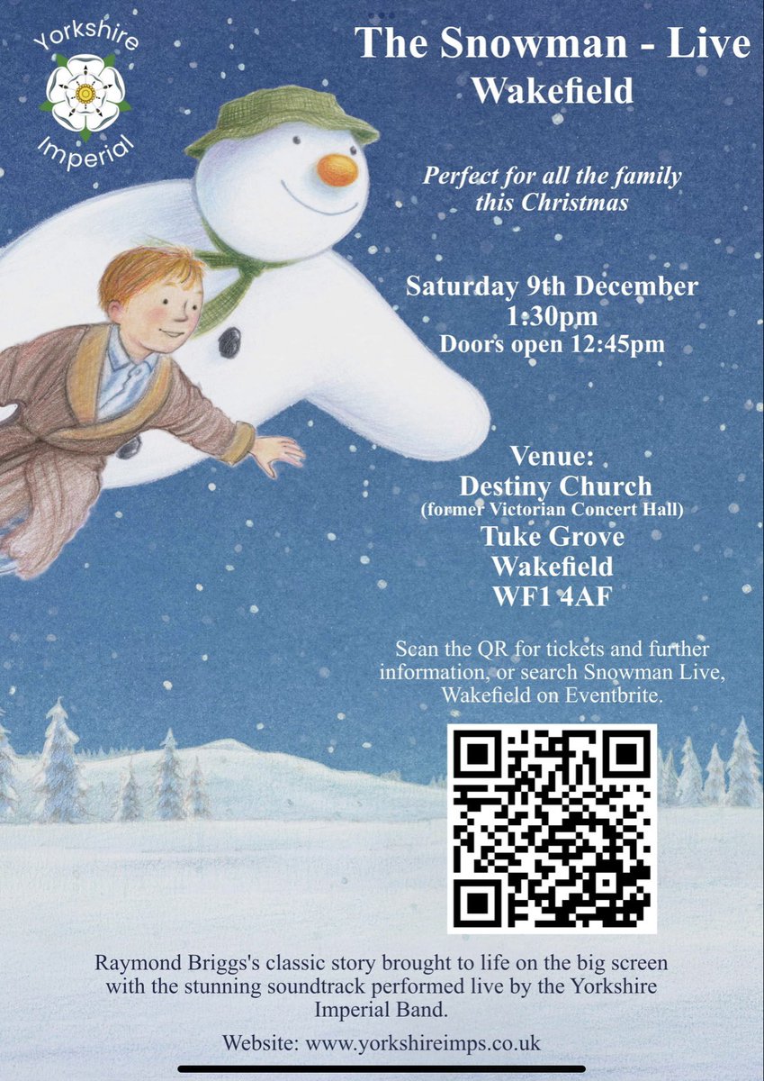 Looking forward to working on this with <a href="/YorkshireImps/">Yorkshire Imperial Band</a>! 

Coming to Wakefield this Christmas.. 

<a href="/WakeExpress/">Wakefield Express</a> <a href="/MyWakefield/">Wakefield Council</a> <a href="/EvolveWakefield/">Evolving Wakefield</a> <a href="/MadeinWakefield/">Made in Wakefield</a> <a href="/ncpontefract/">New College Pontefract</a> 

#livemusic #brassband #livesoundtrack #thesnowman #christmas #family