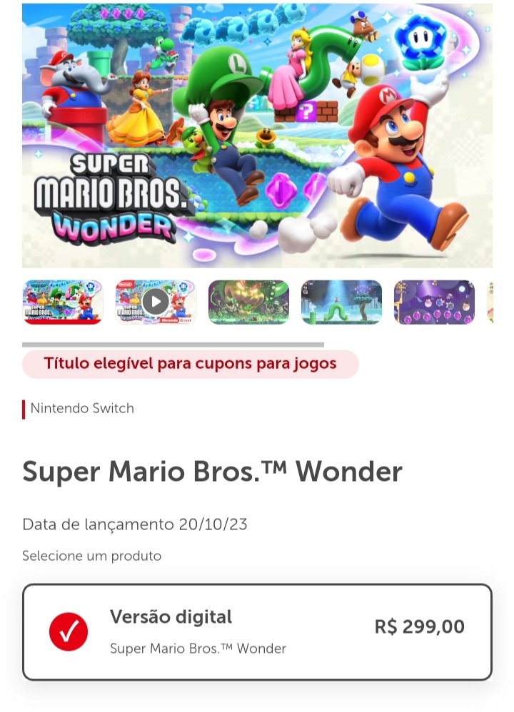 Jogo Nintendo Switch Super Mario Bros. Wonder - Cupões Tá Fixe