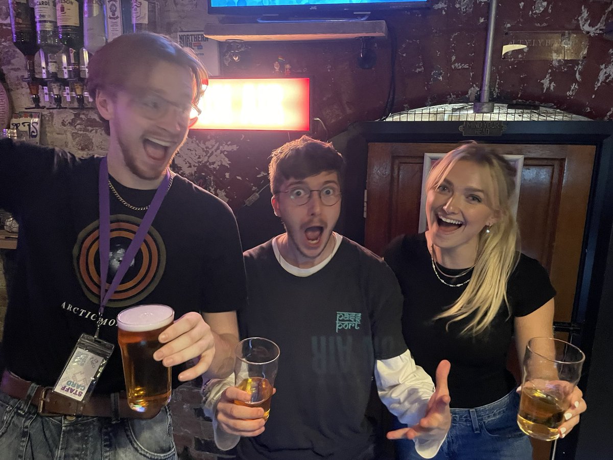 Shout out to these legends who tonight, took us over the line to break bar-taking records. All of our team work tirelessly, but, it just so happens that this triumvirate take that crown. Thank you, you freaking heroes. Big shift met by big players. 💙💜 #Mcr #Theatre